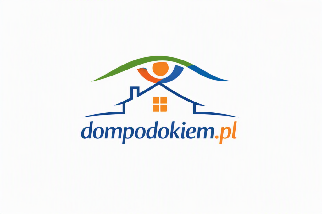 Logo dompodokiem.pl z grafiką przedstawiającą zarys domu pod symbolem oka